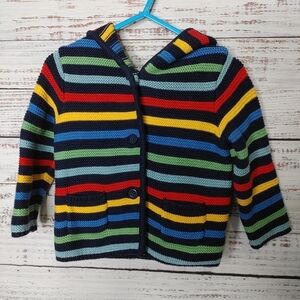 BABY Gap striped knit hooded cardigan size 6-12M